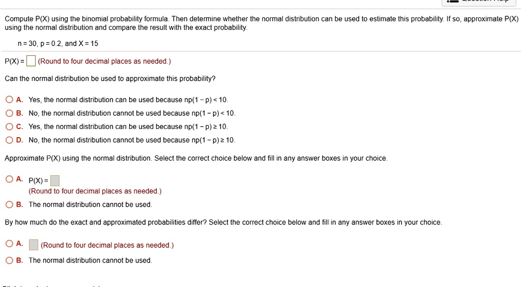 SOLVED: Compute P(X) Using The Binomial Probability Formula. Then ...