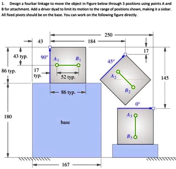 SOLVED Design a fourbar linkage to move the object in the figure