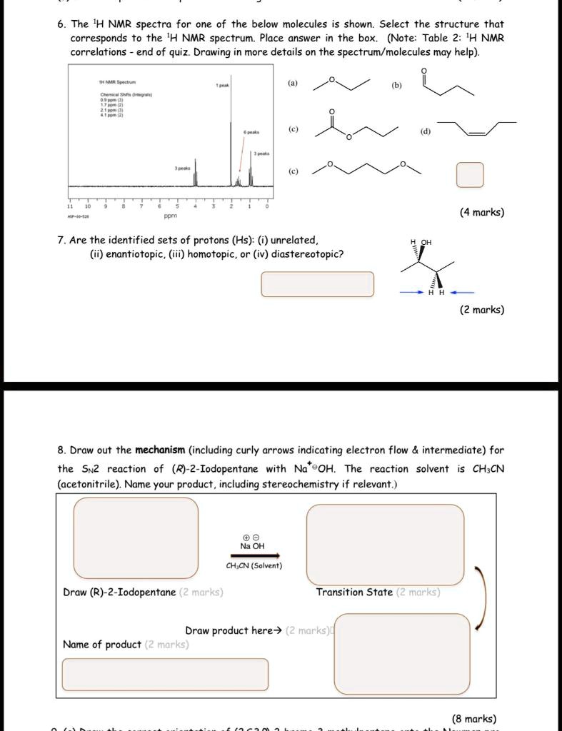 SOLVED 6. The H NMR spectra for one of the below molecules is shown