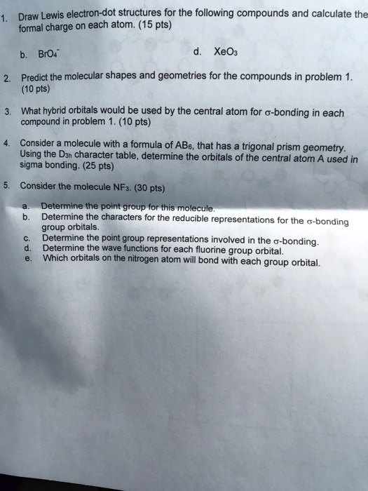 draw lewis electron dot structures for the following compounds and ...