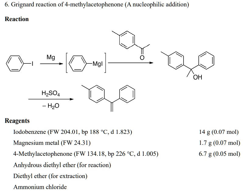 grignard reaction of 4 methylacetophenone nucleophilic addition ...