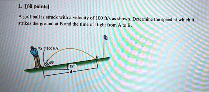 SOLVED: 1. [60 points] golf ball is struck with velocity of 100 fus as ...