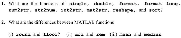 SOLVED: 1. What are the functions of single, double, format, format ...