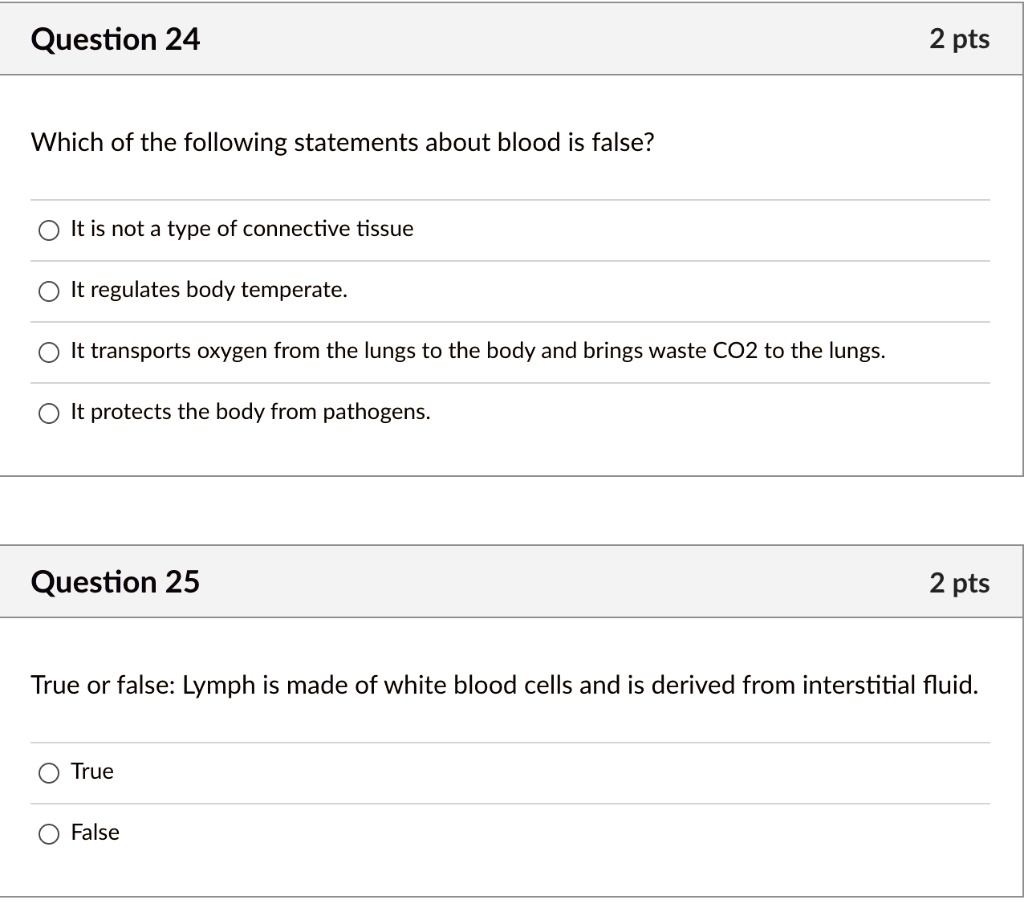 Which Of The Following Statements Regarding Interstitial Fluid Is Correct SOLVED: Question 24 2 pts Which of the following statements about blood