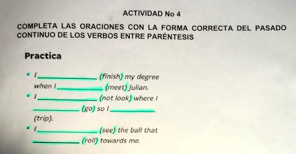 Solved Completa Las Oraciones Con La Forma Correcta Del Pasado