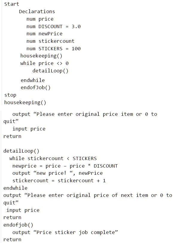 SOLVED: QUESTION 1 Study the pseudocode below. The code is supposed to ...