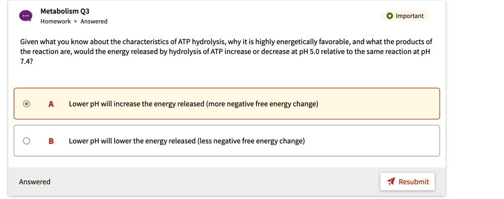 SOLVED:Metabolism Q3 Homework Answered Important Given what you know ...