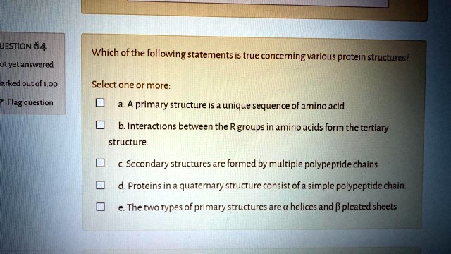 Which Of The Following Statements Concerning Protein Structure Is Incorrect SOLVED: Which of the following statements are true concerning various
