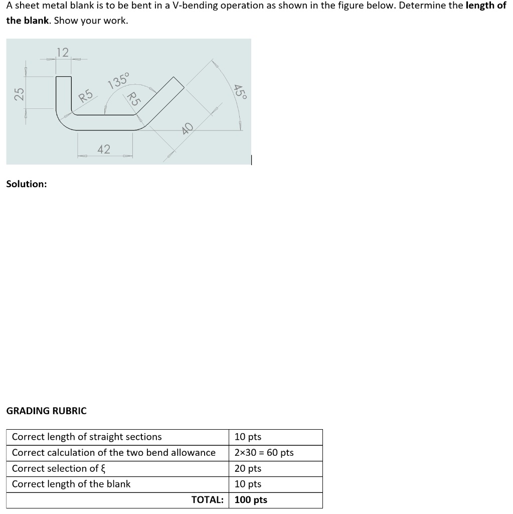 SOLVED A sheet metal blank is to be bent in a Vbending operation as