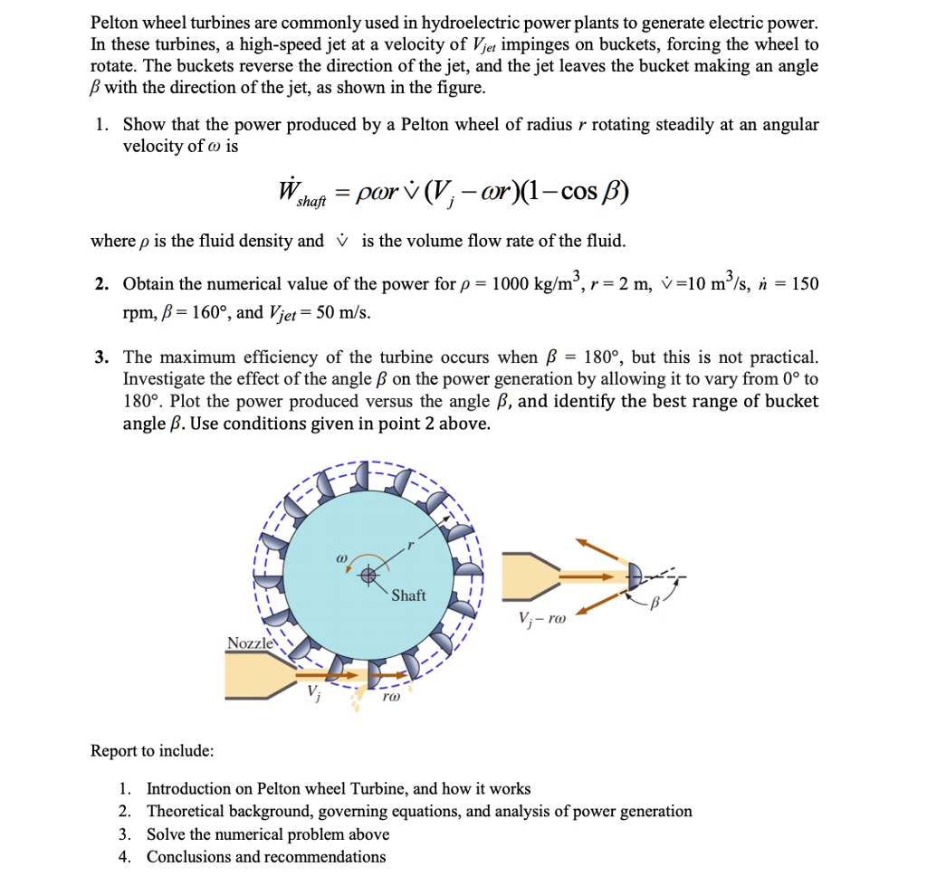 SOLVED Pelton wheel turbines are commonly used in hydroelectric power plants to generate