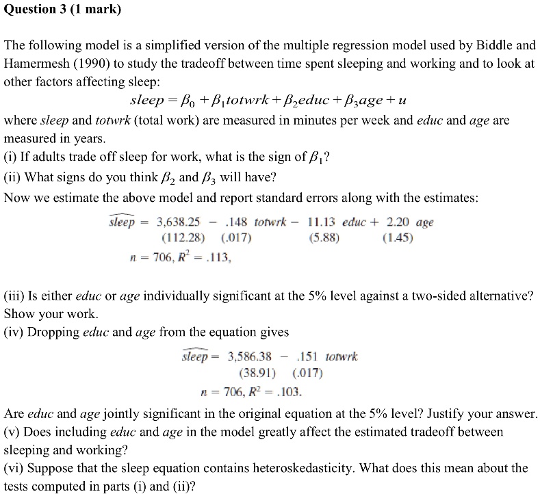SOLVED: Question 3 (mark) The following model is a simplified version ...
