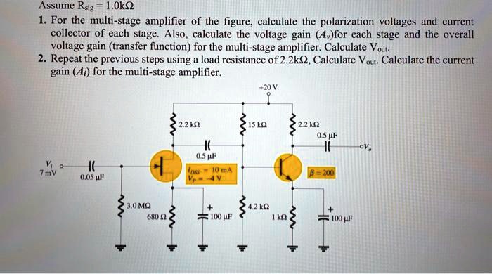 Assume Rsig = 1.0kΩ 1. For the multi-stage amplifier of the figure ...