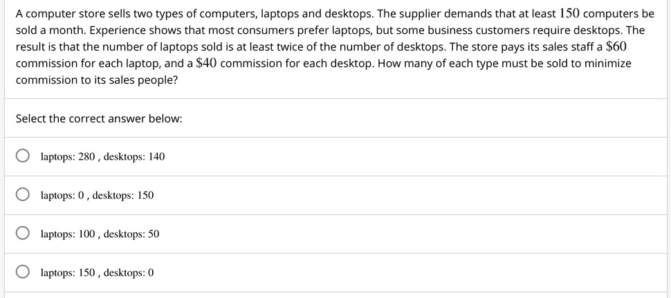 A Computer Store Sells Two Types Of Computers Laptops And Desktops The a-computer-store-sells-two-types-of-computers-laptops-and-desktops-the