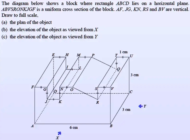 The diagram below shows a block where rectangle ABCD lies on a ...