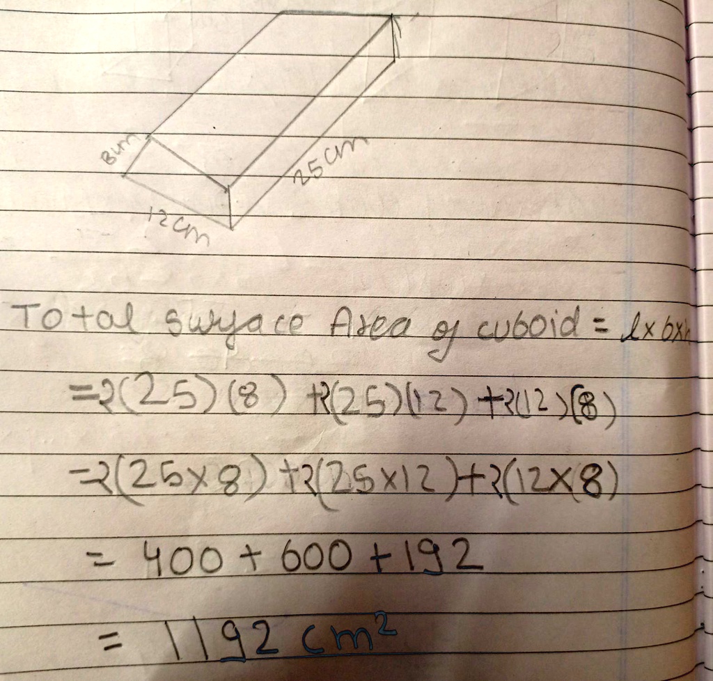 SOLVED: 'CALCULATE THE TOTAL SURFACE AREA OF THE FOLLOWING SOLIDS.'