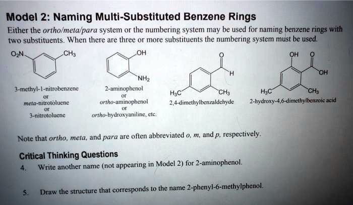 SOLVED: Model 2: Naming Multi-Substituted Benzene Rings Either the ...