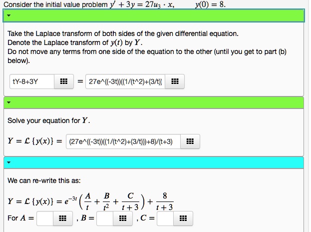 Solved Consider The Initial Value Problem 3y 27u3 Y0 Take The Laplace Transform Of Both