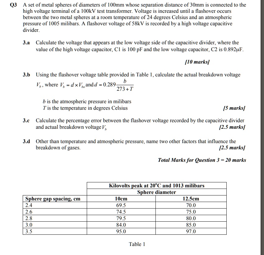 SOLVED: Q3 A set of metal spheres of diameters of 100 mm whose ...