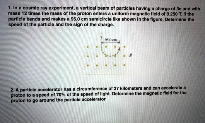 1 in a cosmic ray experiment a vertical beam of particles having a ...