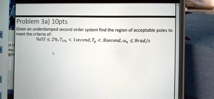 Problem 3a) 10pts Given an underdamped second order system find the ...