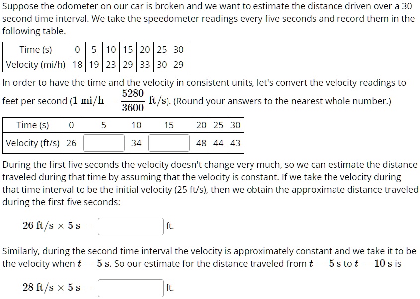 SOLVED: Suppose the odometer on our car is broken and we want to ...