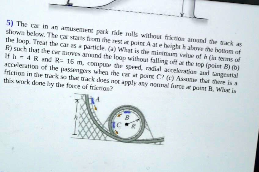 SOLVED: The car starts from rest at point A at a height h above the