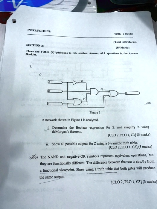 SOLVED: INSTRUCTIONS: TIME: 3 HOURS SECTION A (85 Marks) Booklet ...