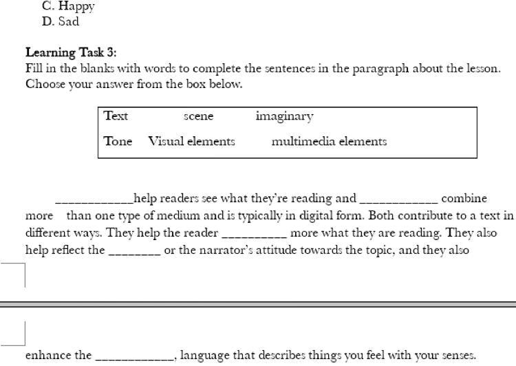 learning task 3 sense it creative writing answer key