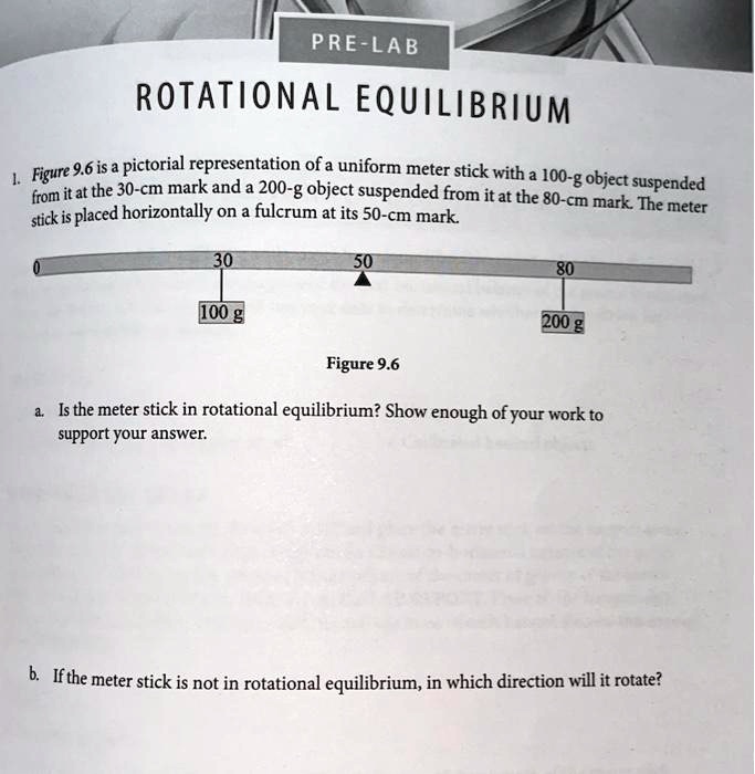SOLVED PRE LAB RotationaL EQUILIBRIUM Figure 9.6 is aE pictorial representation of a uniform