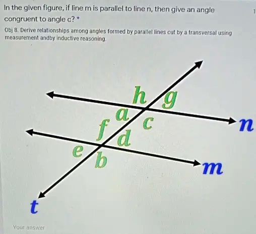 SOLVED: In the given figure , if line m is parallel to line n, then ...