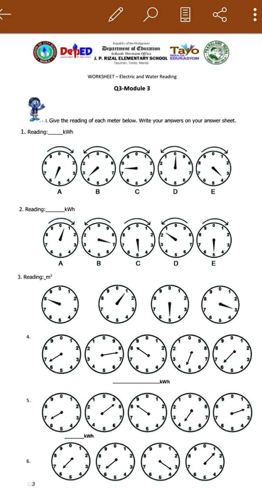 electric meter reading worksheet