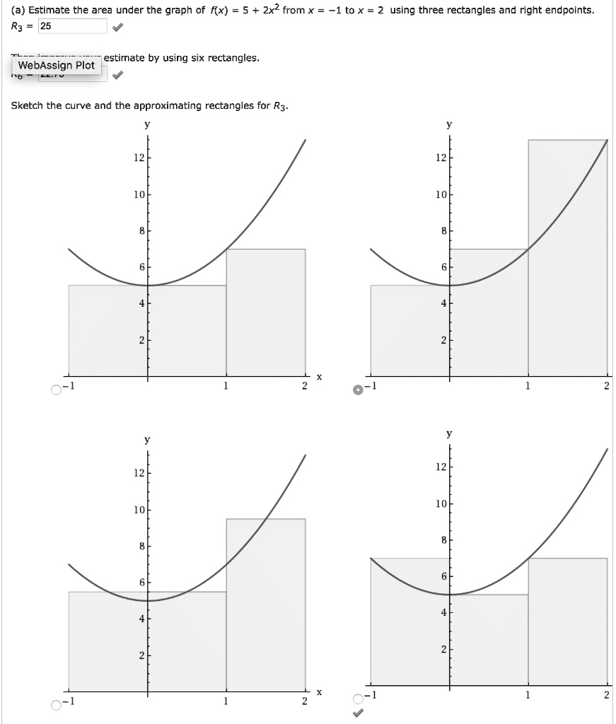 (a) Estimate the area under the graph of f(x) = 5 + 2x^2 from x = -1 to ...
