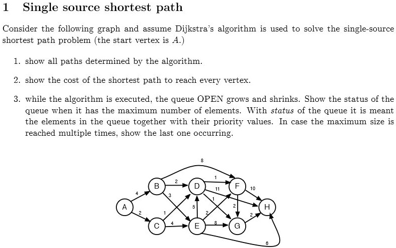 Single source shortest path Consider the following graph and assume ...