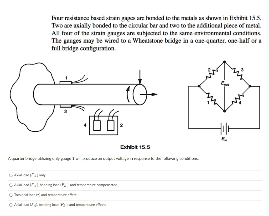 Four resistance based strain gages are bonded to the metals...
