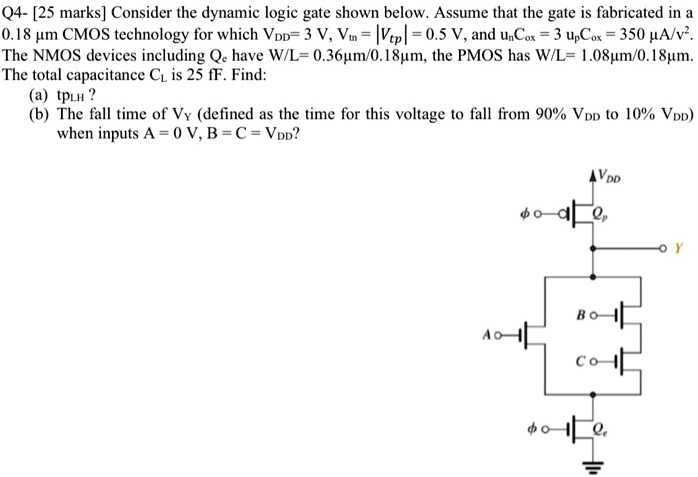Q4 - [25 marks] Consider the dynamic logic gate shown below. Assume ...