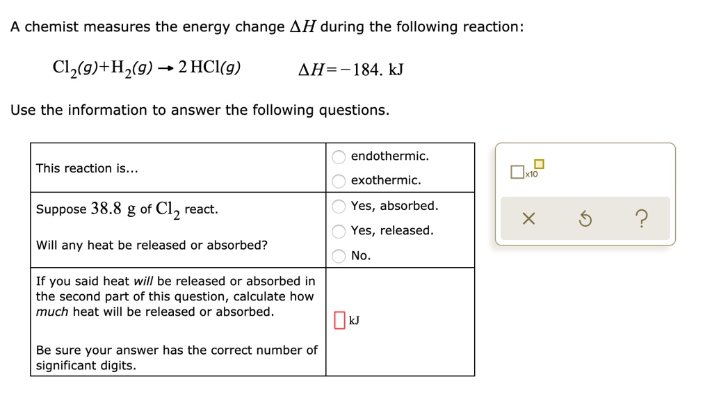 Solved a chemist measures the energy change ah during the following