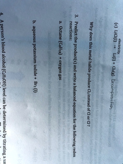 SOLVED: Predict why does this electricity produce gas instead of halide ...