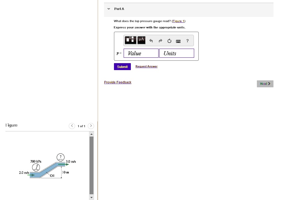 SOLVED Texts Part A What does the top pressure gauge read? (Figure 1