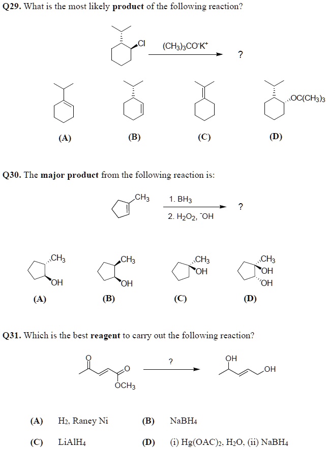 SOLVED: Q29 What is the most likely product of the following reaction ...