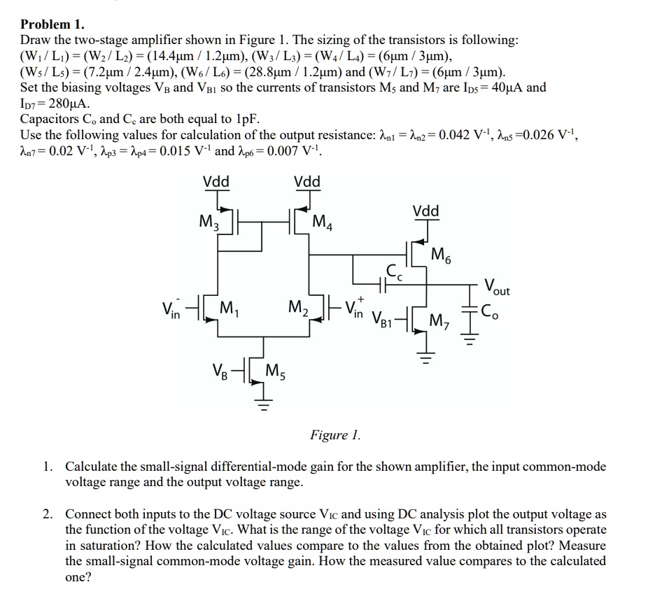 SOLVED Problem 1 TwoStage Amplifier Design Draw the twostage