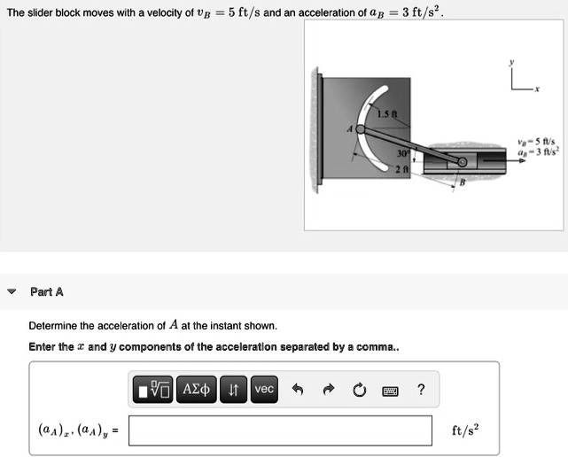 SOLVED The slider block moves with a velocity of U = 5 ft/s and an