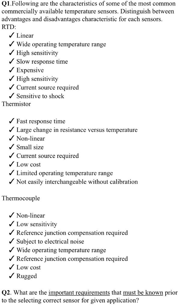 SOLVED Following are the characteristics of some of the most common