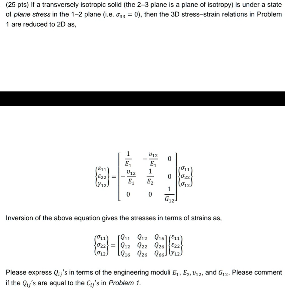 VIDEO solution: If a transversely isotropic solid (the 2-3 plane is a ...