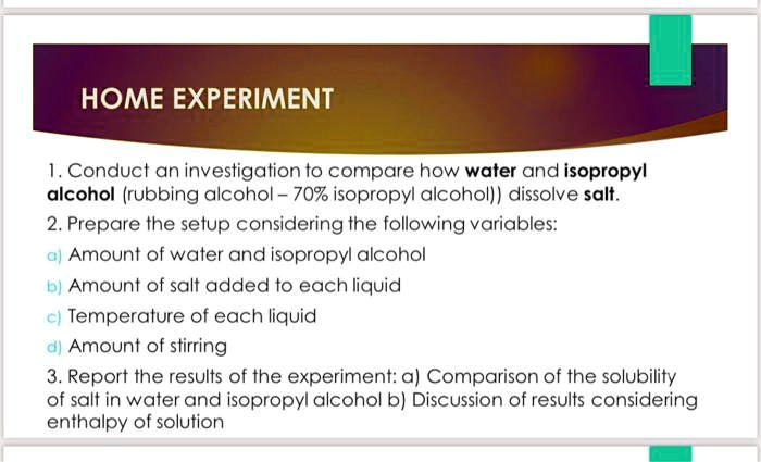 isopropyl alcohol experiment