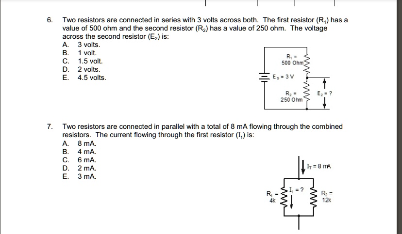 SOLVED: Two Resistors Are Connected In Series With 3 Volts Across Both ...