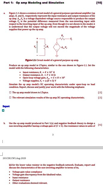 SOLVED: Part 1: Op amp Modelling and Simulation [10] Figure-1.1 shows a ...
