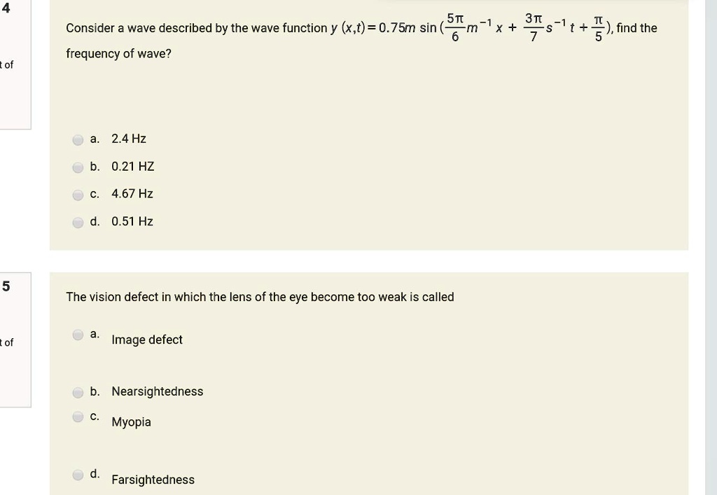 SOLVED: Consider a wave described by the wave function y(x,t) = 0.75m ...