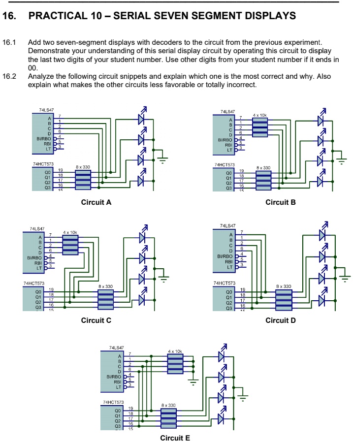 SOLVED: Texts: 16. PRACTICAL 10 - SERIAL SEVEN SEGMENT DISPLAYS 16.1 ...