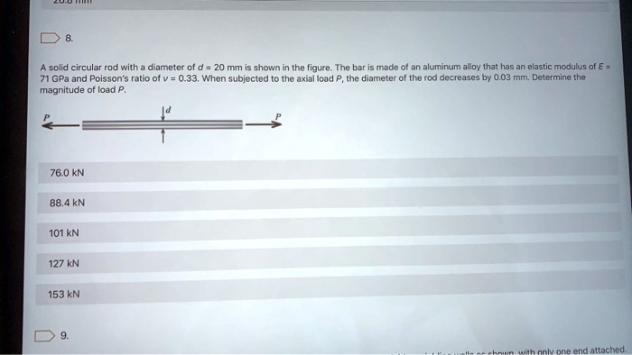 SOLVED: Solid circular rod with a diameter of d = 20 mm shown in the ...
