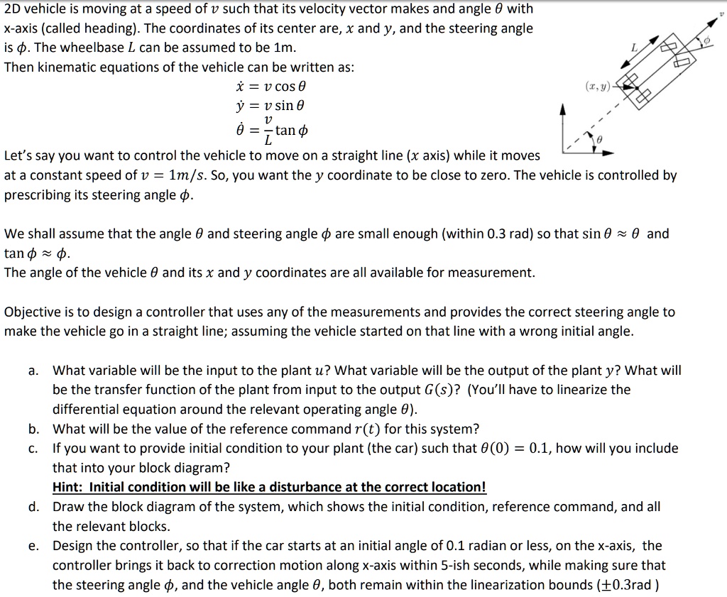 SOLVED 2D vehicle is moving at a speed of v such that its velocity